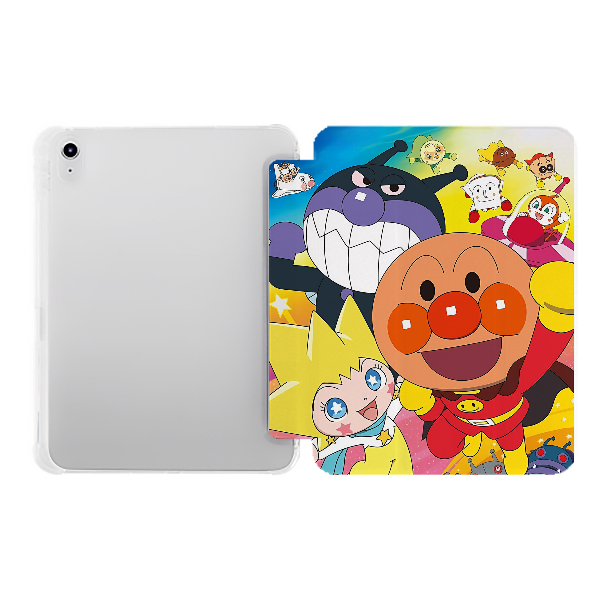 （画像用） アンパンマン Anpanman IPad ケース ペン収納付き 三つ折りスタンド PUレザー×シリコン 対応機種9.5/10.5/10.9インチ